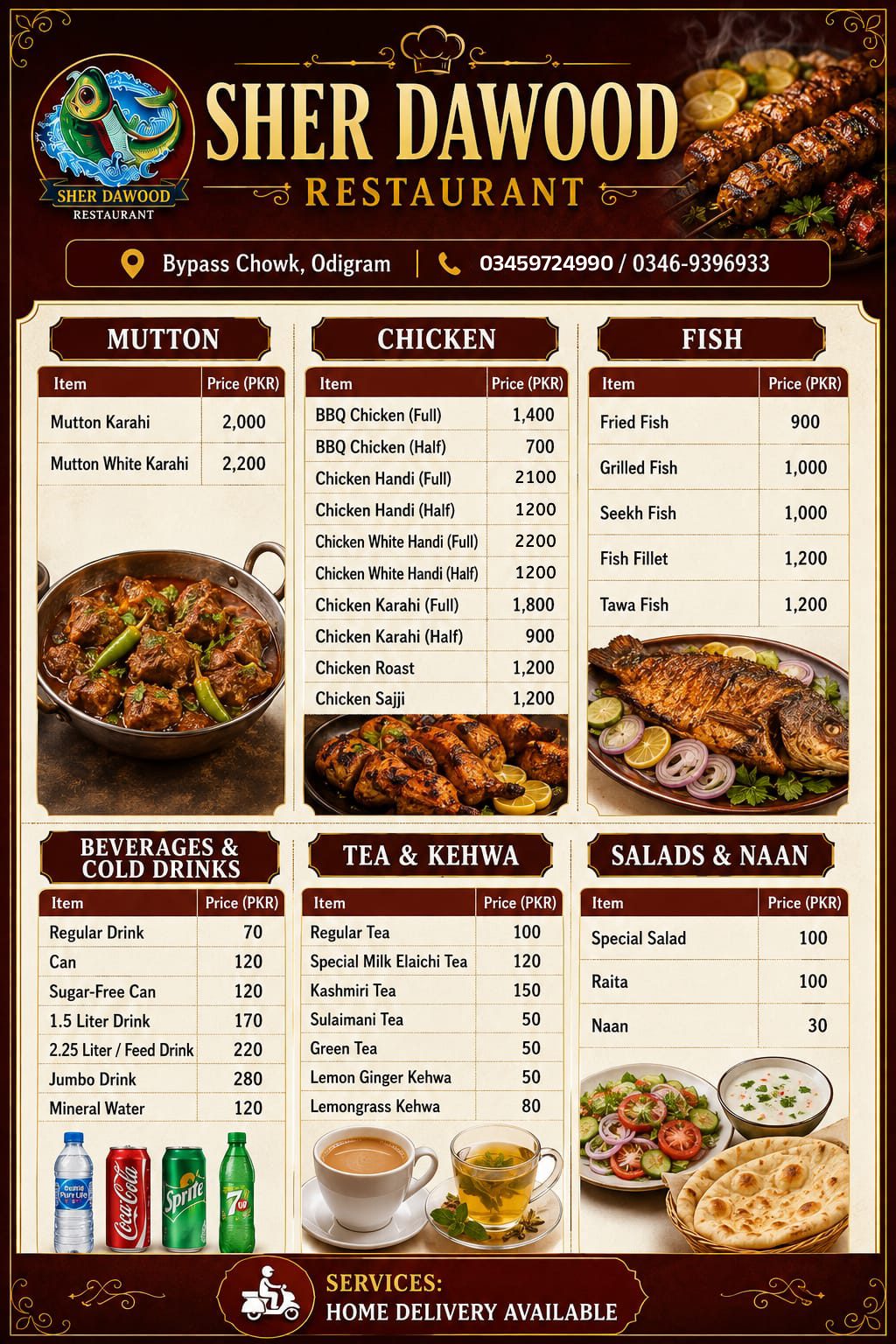 Sher Dawood Menu - English